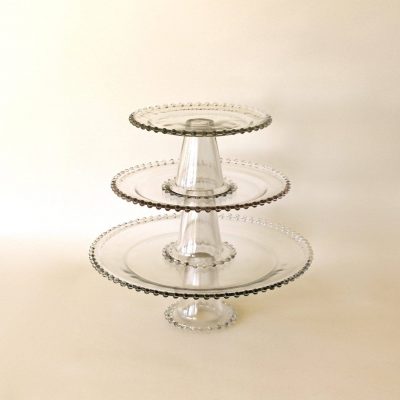 Clear cake plates with beaded edge