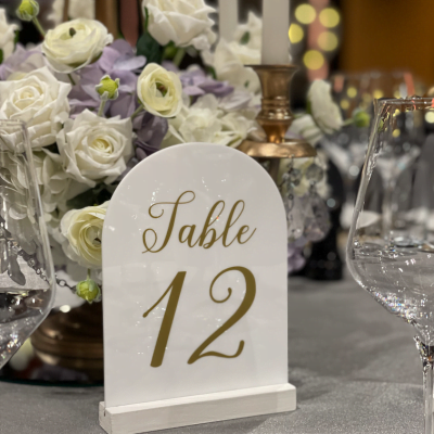 White Arched Acrylic Table numbers