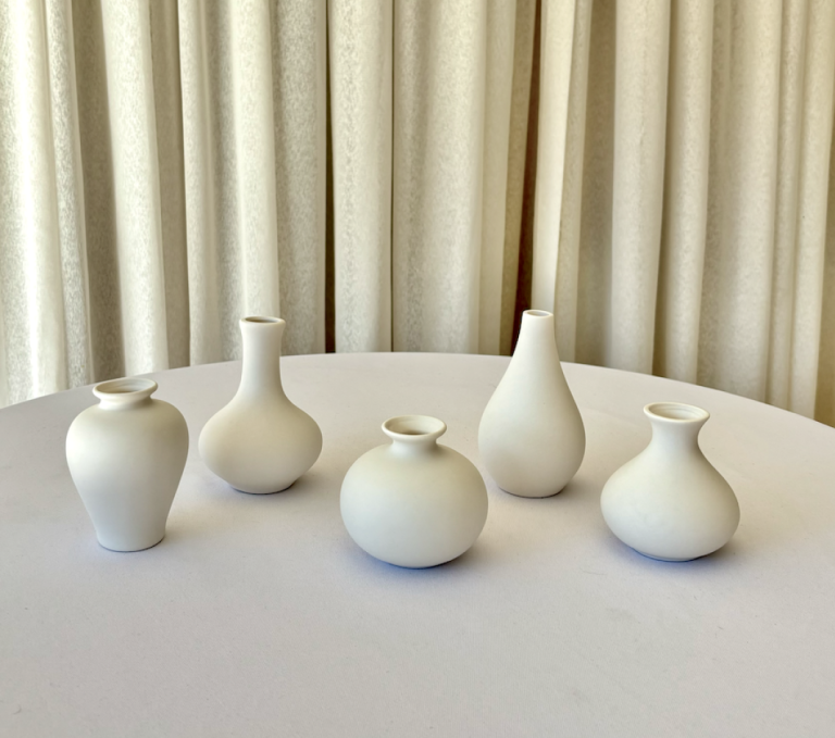 White Ceramic Bud Vases - Set of 5