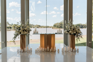 Led Pillar Candles in Cylinder Vases for wedding ceremony Gold Coast Intercontinental Sanctuary Cove Chapel For hire