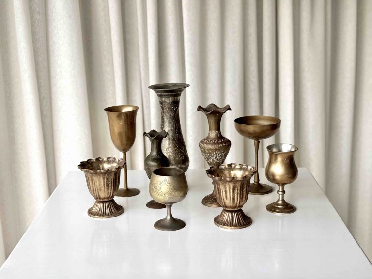 Brass vintage vessels and vases